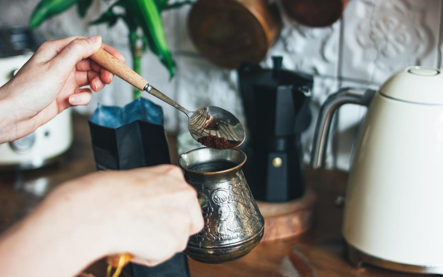 Voorbeeld van een oude moka pot