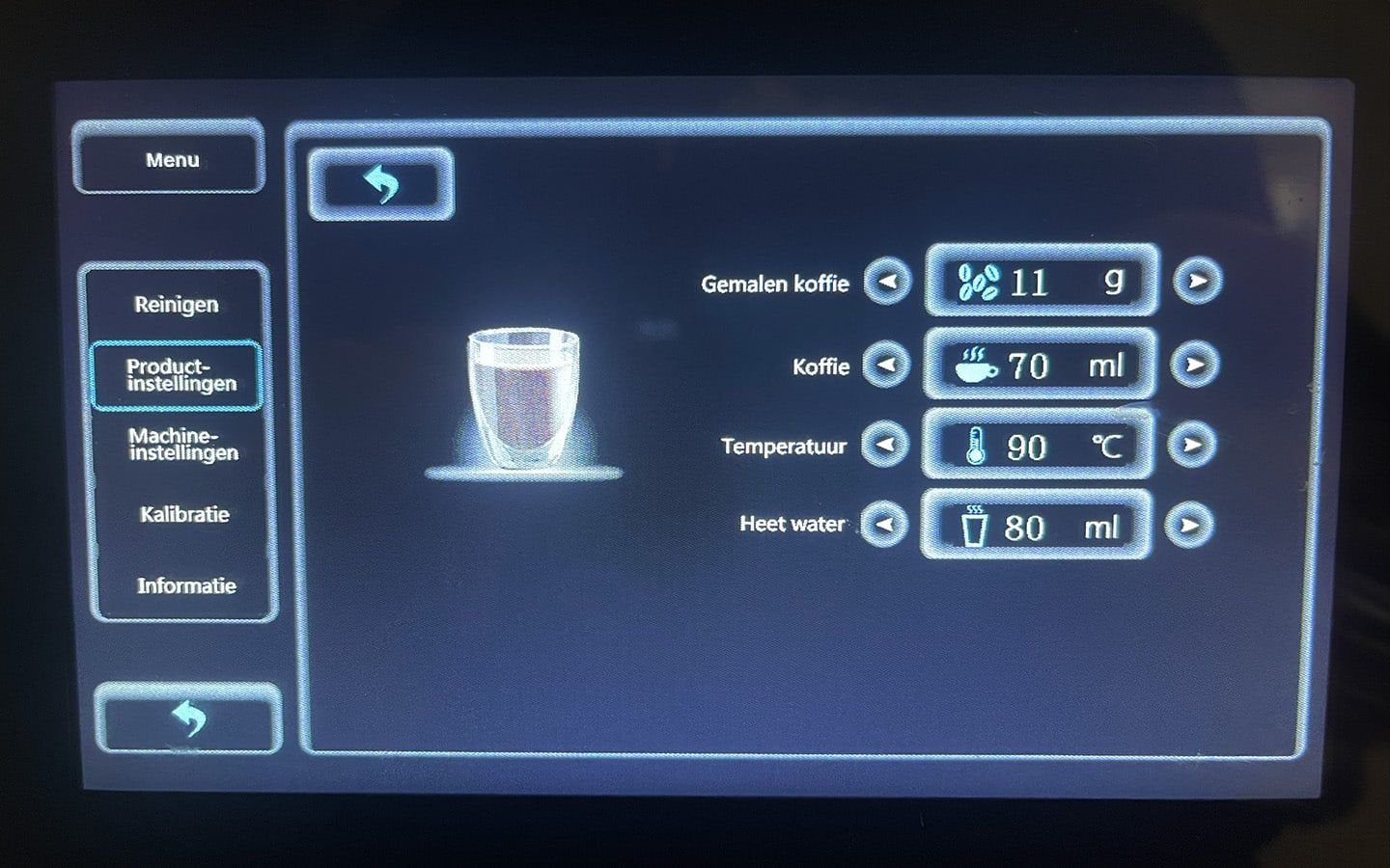 Temperatuur instellen koffiemachine